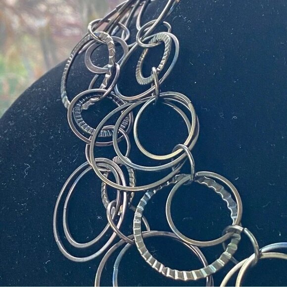 Modernist Circle Hoop Black and Bronze Necklace Layer Necklace - Picture 2 of 8